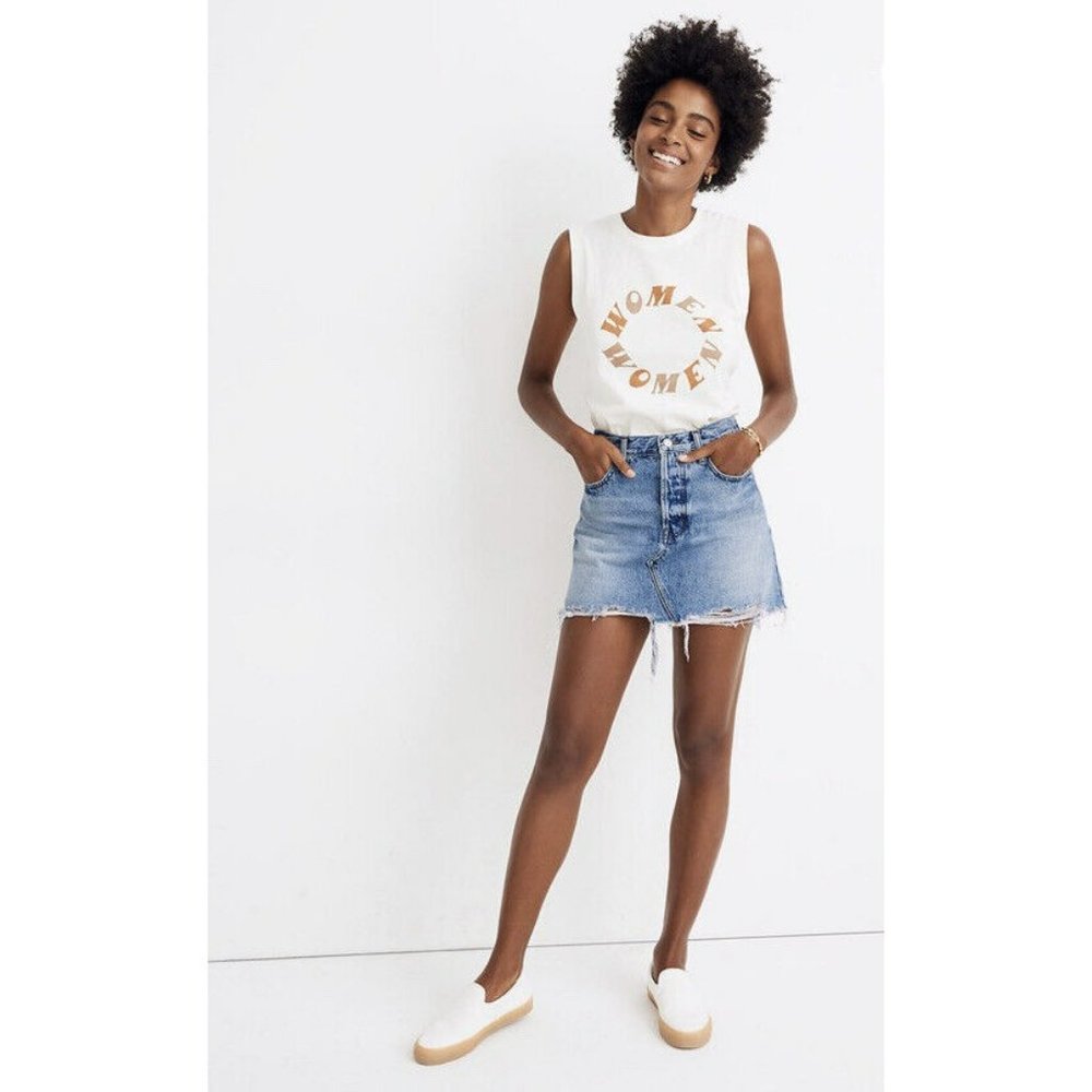 NWT Madewell Rigid Denim Relaxed Mini Skirt in Rosehill Wash Sz 28 #AL371